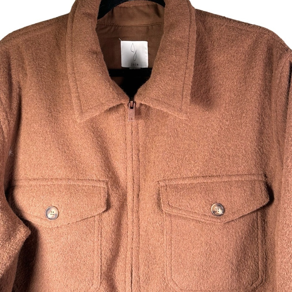 Joie Camel Colored Button Up Shacket, Size Xl - image 5